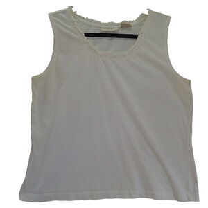 Lemon Grass Petites Womens Tank Top White Size PXL 100% Cotton Pullover Sleevele